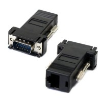 Extensie prelungire VGA prin cablu retea RJ45, Active, prelungitor VGA prin lan, VGA tata la RJ45 mama, pentru monitor videoproiector, tv si alte dispozitive cu d-sub 