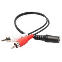 Cablu adaptor audio 2x RCA Tata la Jack 3.5mm mama, 30cm, Stereo, negru
