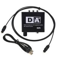 Convertor amplificator audio Hifi Digital la Analog, Active, convertor Coaxial, SPDIF Toslink la RCA si Jack 3.5mm, alimentare 5v, negru