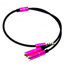 Spliter Cablu audio Jack 3.5mm 4 pin Tata la 2 x 3.5mm 3 pin Mama (casti/ boxe) - 30cm