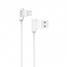 Cablu date/ incarcare microUSB 90 grade, Detech, microUSB tata - USB tata, 1m, alb, compatibil tablete si telefoane, calitate deosebita, ambalaj individual