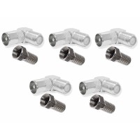 Set 5 Mufa antenă TV tata 90 grade, Active, rf cablu coaxial, conectori legatură inclusi