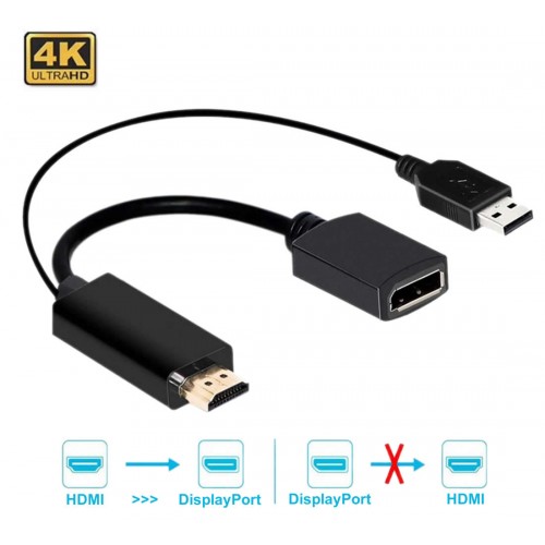Bothersome Unsafe petroleum Adaptor HDMI la DisplayPort Active, calitate deosebita, suporta rezolutie  2k FHD si 4k UHD + cablu