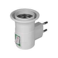 Adaptor priza pentru bec cu dulie E27, Active, curent 250V, stecher si intrerupator