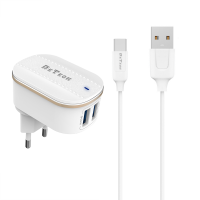 Incarcator si Cablu Date Lightning , DeTech,  Incarcare Rapida, 5V, 3.1A, 2xUSB, compatibil telefoane mobile smart 