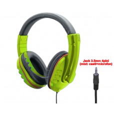 Casti Gaming cu microfon, Active P30, stereo, model mare ,1 x jack 3.5mm 4pini, pentru calculator (cu adaptor),  laptop, consola, telefon