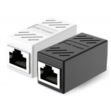 Adaptor / Mufa de prelungire cablu retea cat6, UTP / FTP / RJ45, Active, mama-mama, alb/negru, prelungitor cablu internet cat.6 gigabit coupler, contacte aurite