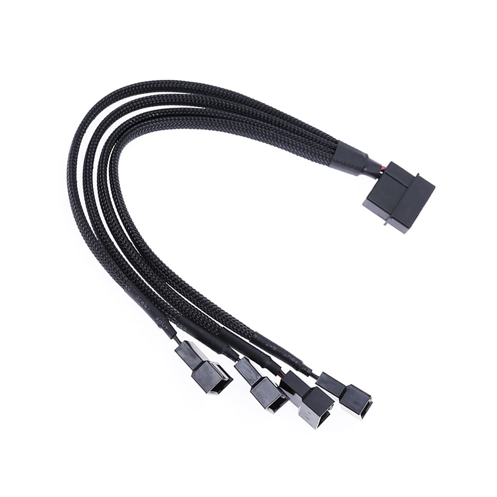Sage Peer analog Cablu adaptor spliter de la molex 4 pini la 4 ventilatoare 3 sau 4 pini  carcasa (2 pini activi fan/ ventilator), 25cm